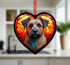 Border Terrier Stained Glass Effect Heart Suncatcher